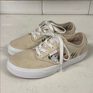 Vans GIRLS' Atwood Floral Canvas Sneakers - Cream Size 3 Missy
